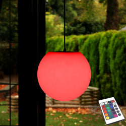 15cm Mains Powered Ball Light, Hanging Pendant Lamp Colour Changing LED + Remote
