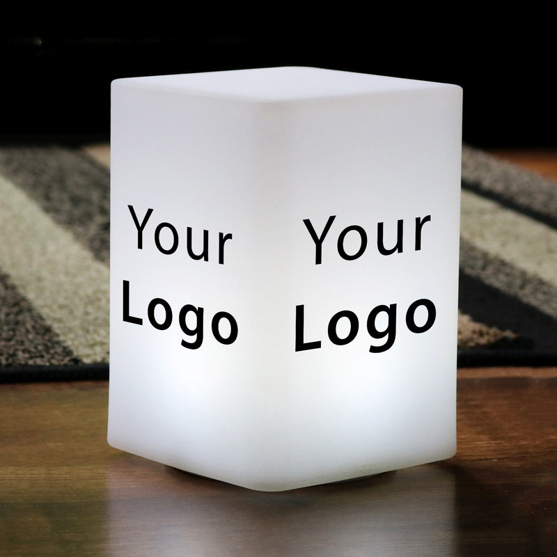 Customised Logo Light Box, Illuminated Custom Table Centrepiece for Event Branding, Backlit Display Totem Block Signage