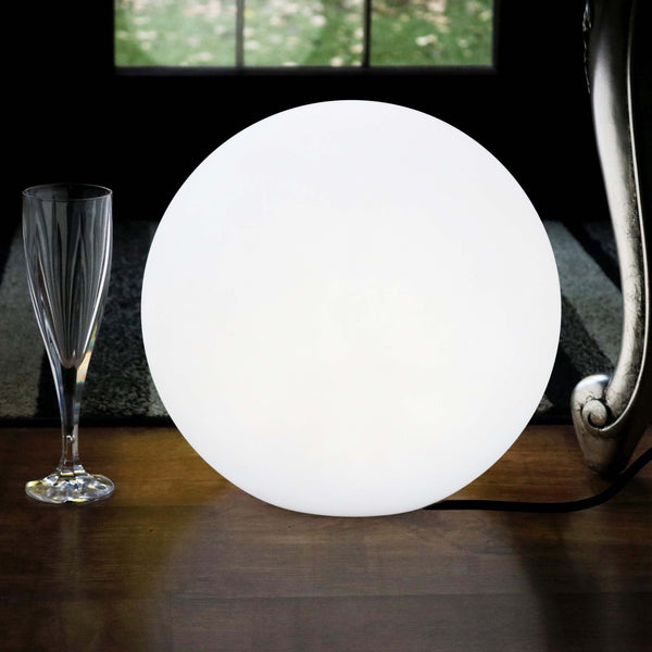 LED Table Lamp with White E27 Bulb, 30cm Decorative Sphere Globe Light