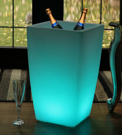 50cm Floor Standing LED Ice Champagne Bucket Wine Cooler, Outdoor Garden Stand Bottle Cooler