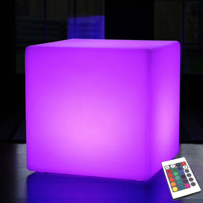 Large Outdoor Mood Cube Stool, 50cm Waterproof Garden Light