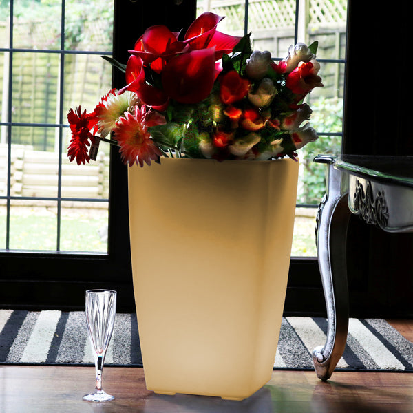 Illuminated 50cm Floor Standing Vase, LED Flower Plant Pot, Decorative Lamp, Warm White