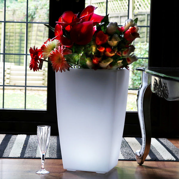 LED Flower Vase Plant Pot, 50cm Illuminated Decorative Floor Standing Lamp, E27, White
