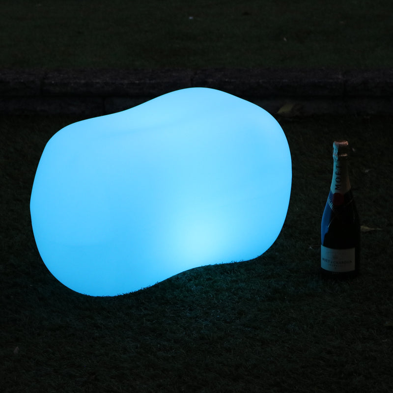 Outdoor Garden Patio LED Stone Pebble Lamp, Mains Powered 5V Decorative Lighting, RGB