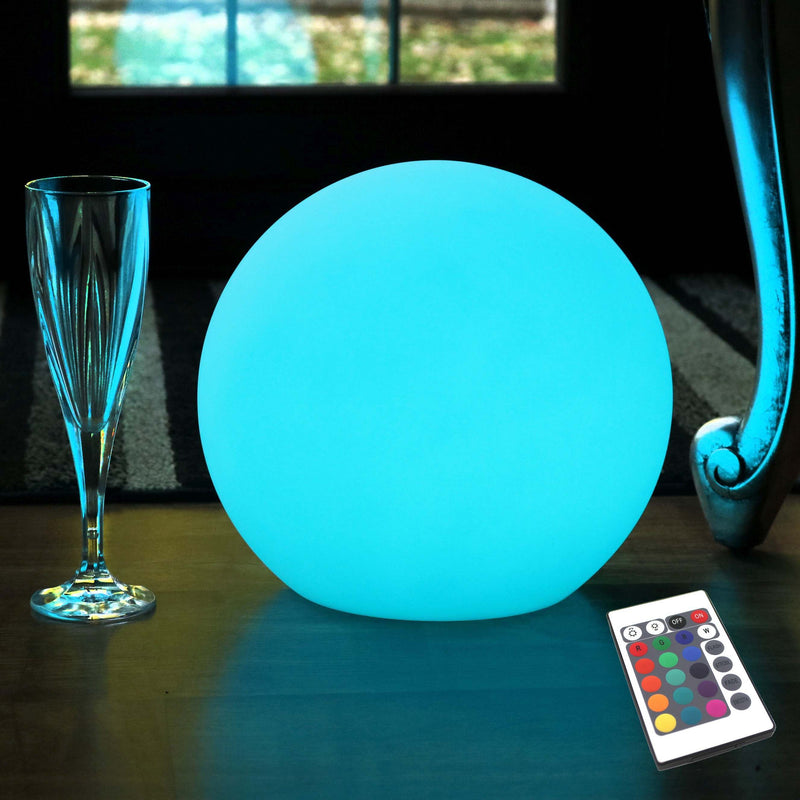 20cm Sphere Colour Changing Mood Light, Cordless Orb Bedside Night Lamp 