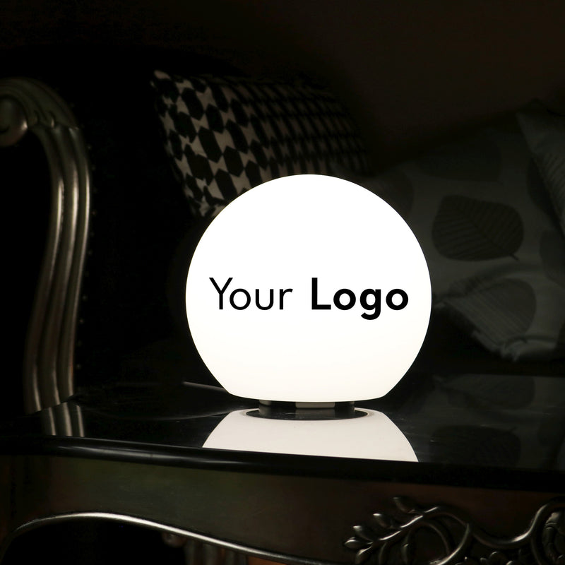 Personalised LED Orb Light Box, Promotional Logo Table Lamp, Illuminated Display Sign