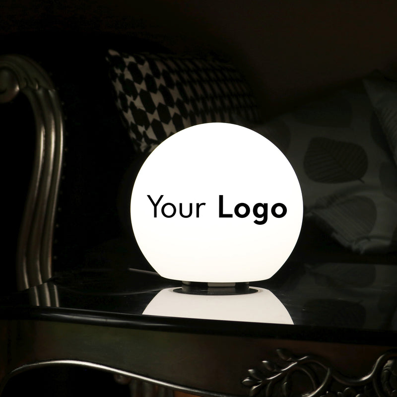 Personalised LED Table Lamp, Circular Logo Light Box, Free Standing Backlit Display Signage