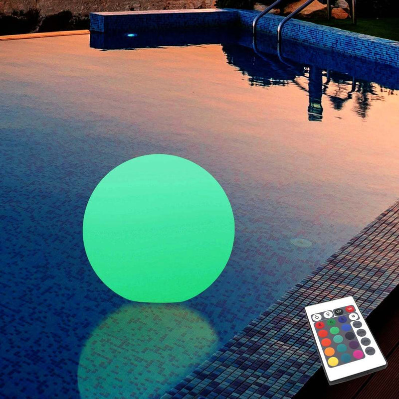 25cm Floating LED Globe Lamp, Cordless Waterproof RGB Sphere (IP67)