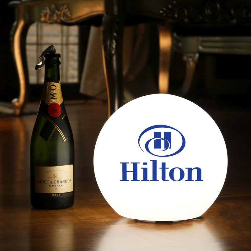 Personalised LED Orb Light Box, Promotional Logo Table Lamp, Illuminated Display Sign