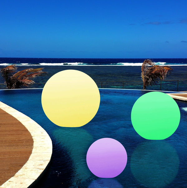 Set of 3 Outdoor Floating LED Pool Lights - Spheres for Wedding, Event