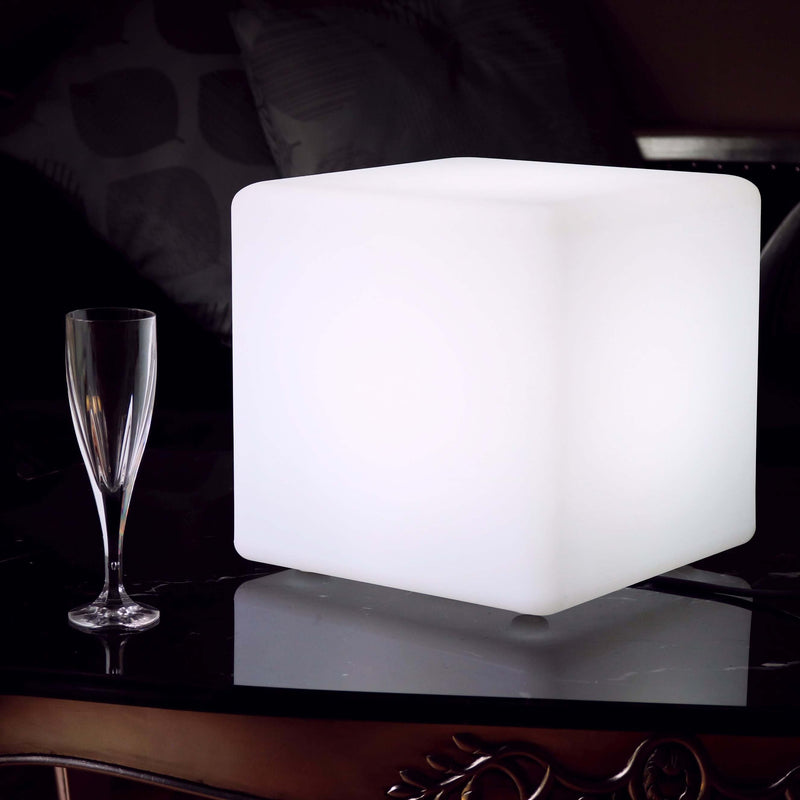 30cm LED Cube Table Lamp, Modern Lounge Event Lighting, White E27 Bulb