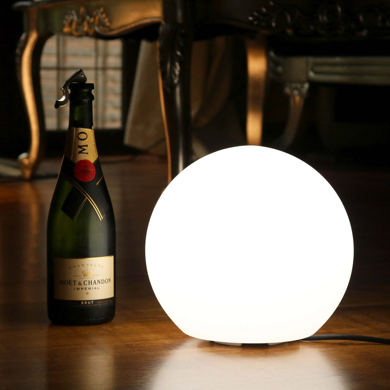 Modern LED Table Lamp, 25cm Orb Ball Light (White E27 Bulb Installed)