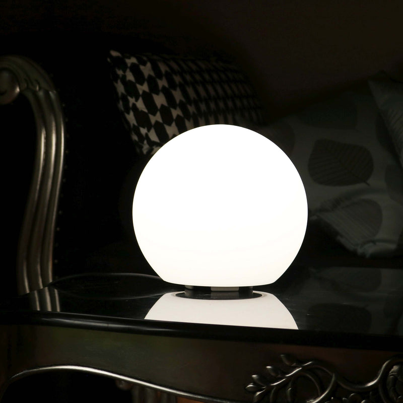 LED Modern Sphere Table Light, Mains Powered White Orb