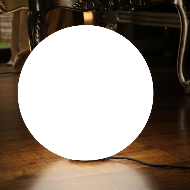 30cm Modern Ball Table Lamp, Dimmable White Mains Powered E27