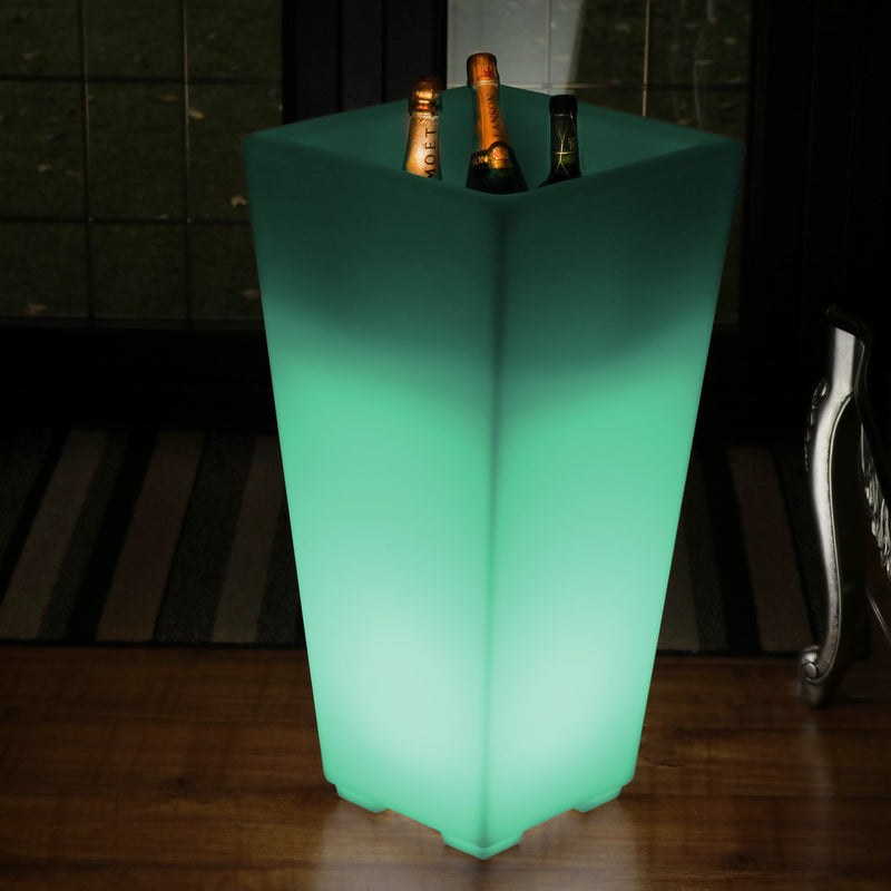 75cm LED Stand Wine Bucket Champagne Cooler, Illuminated Garden Outdoor Drinks Ice Holder