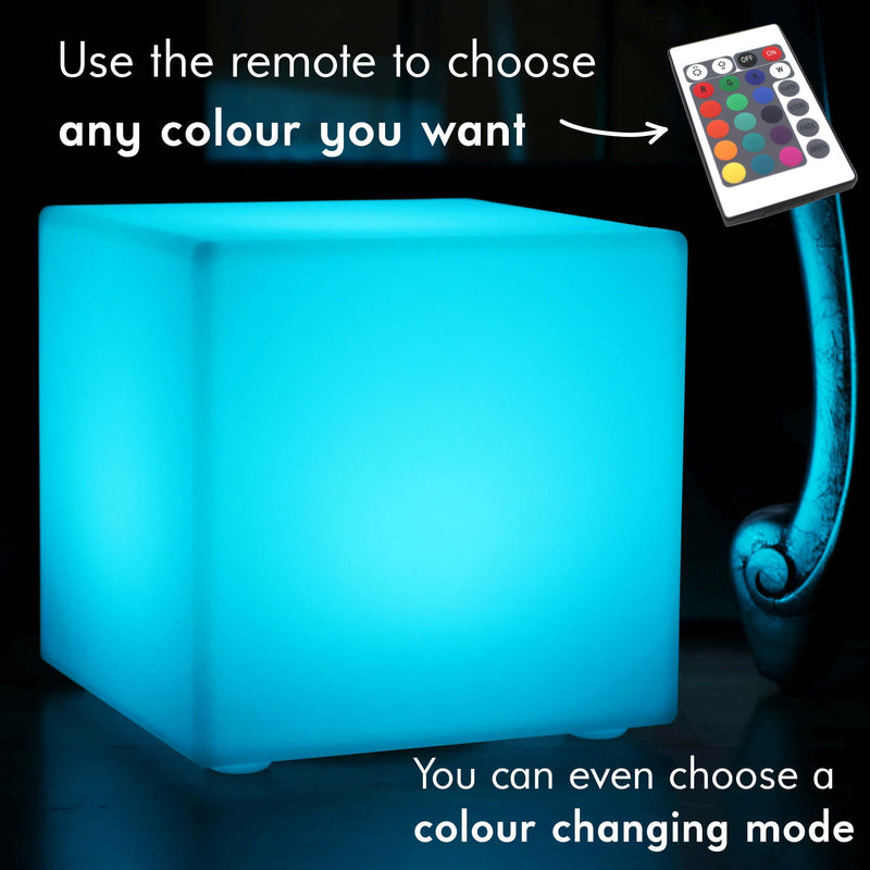 LED Cube Light, 30cm Rechargeable Table Lamp, Dimmable Colour Changing