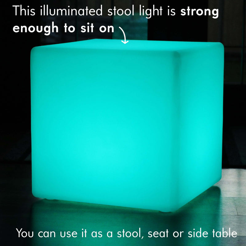 Large Garden Cube Mood Table, 60cm Waterproof Outdoor Light