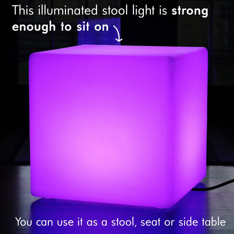 50cm Mood Cube LED Mains Powered Stool - Colour Changing