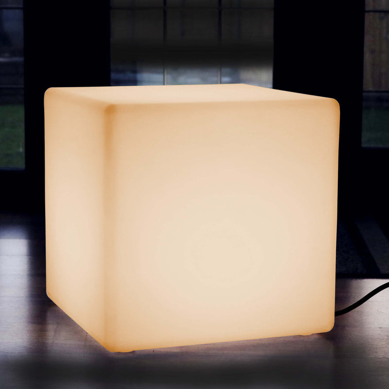 60cm LED Cube Stool Mains Powered Table Light - Warm White