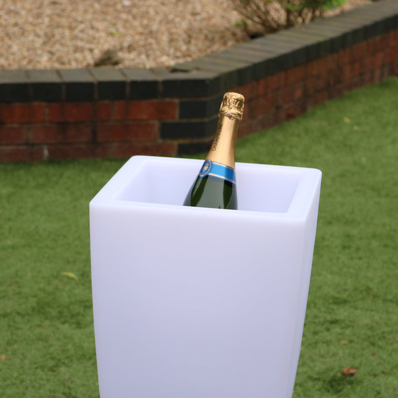 50cm Floor Standing LED Ice Champagne Bucket Wine Cooler, Outdoor Garden Stand Bottle Cooler