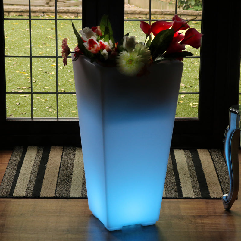 LED Flower Vase Plant Pot, 75cm Tall Large Floor Standing Vase, Outdoor Garden Floor Lamp Light