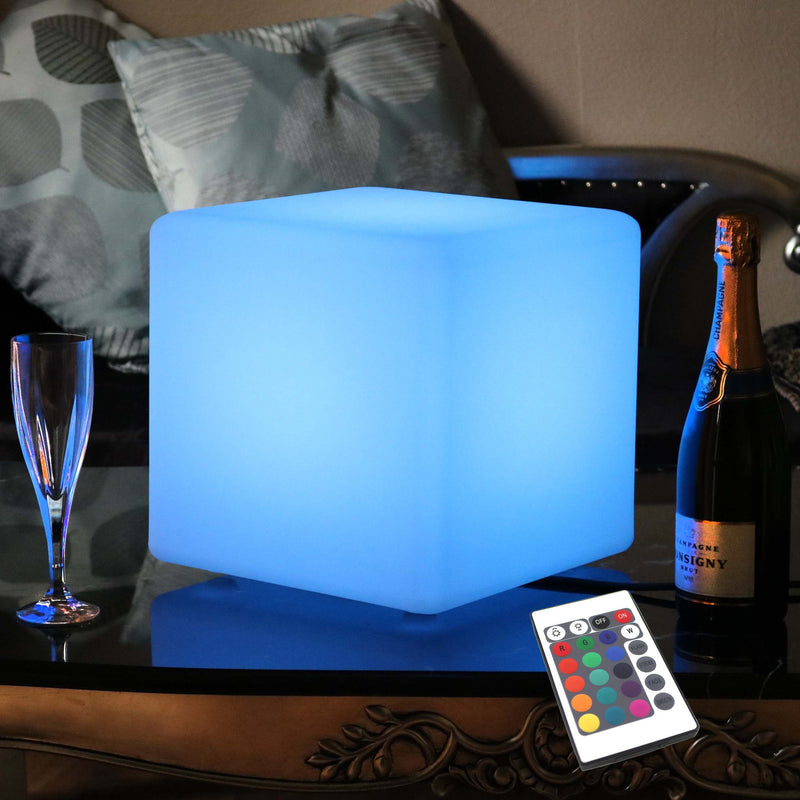 30cm LED Cube RGB Table Lamp, Mains Powered, Colour Changing, Dimmable