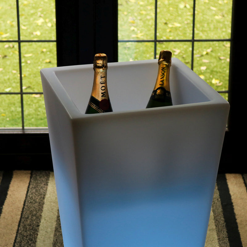 75cm LED Stand Wine Bucket Champagne Cooler, Illuminated Garden Outdoor Drinks Ice Holder