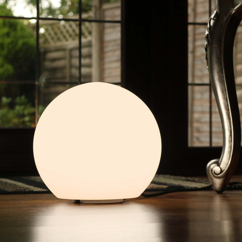 LED Table Lamp + Warm White E27 Bulb, 25cm Modern Globe Bedside Light – PK  Green UK