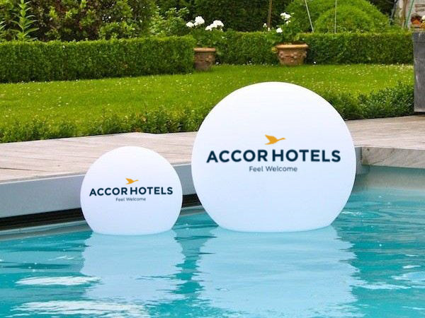 Custom LED Floating Pool Light Box with Logo, Branded Illuminated Round Globe Lamp, Lighted Pool Float for Corporate Event