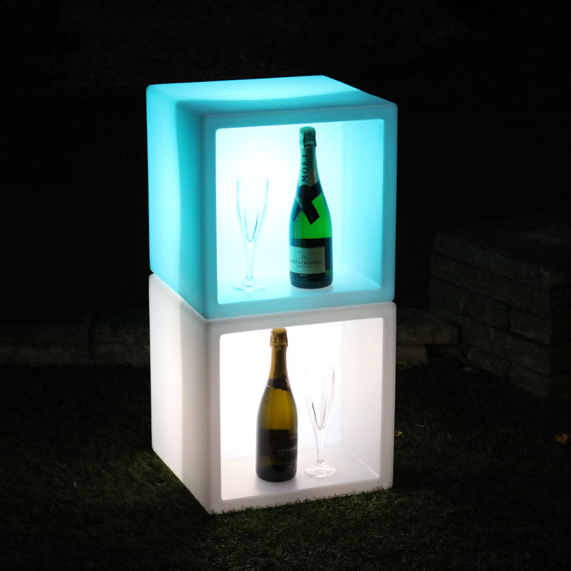 Outdoor LED Champagne Wine Display Unit, Stackable Modular Drinks Bar, Mains Powered