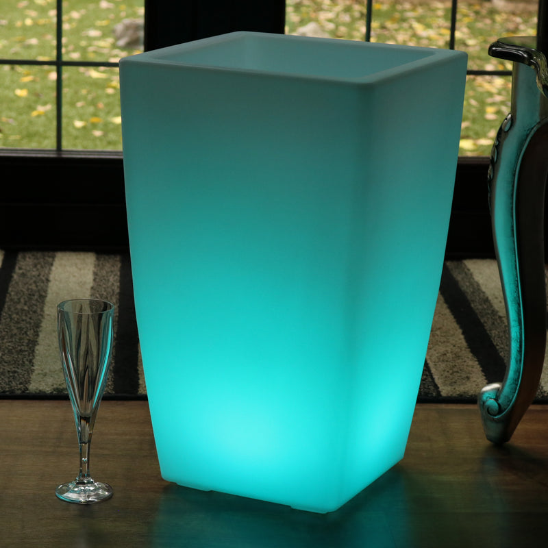 50cm Floor Standing LED Ice Champagne Bucket Wine Cooler, Outdoor Garden Stand Bottle Cooler