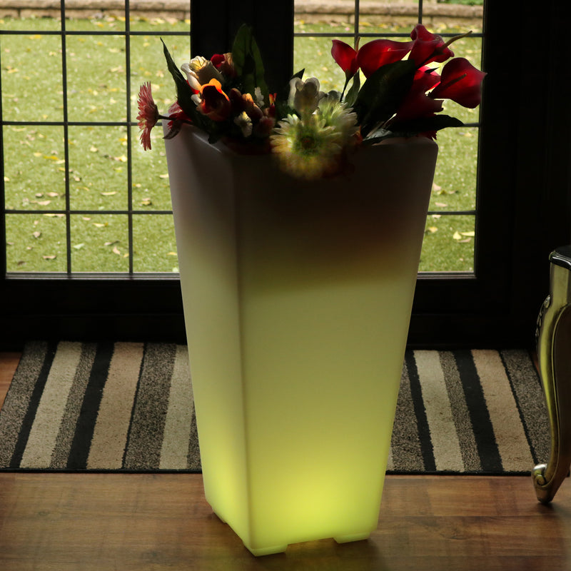 LED Flower Vase Plant Pot, 75cm Tall Large Floor Standing Vase, Outdoor Garden Floor Lamp Light