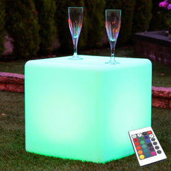 Outdoor LED Cube Stool, 40cm Waterproof IP65 RGB Garden Table Light