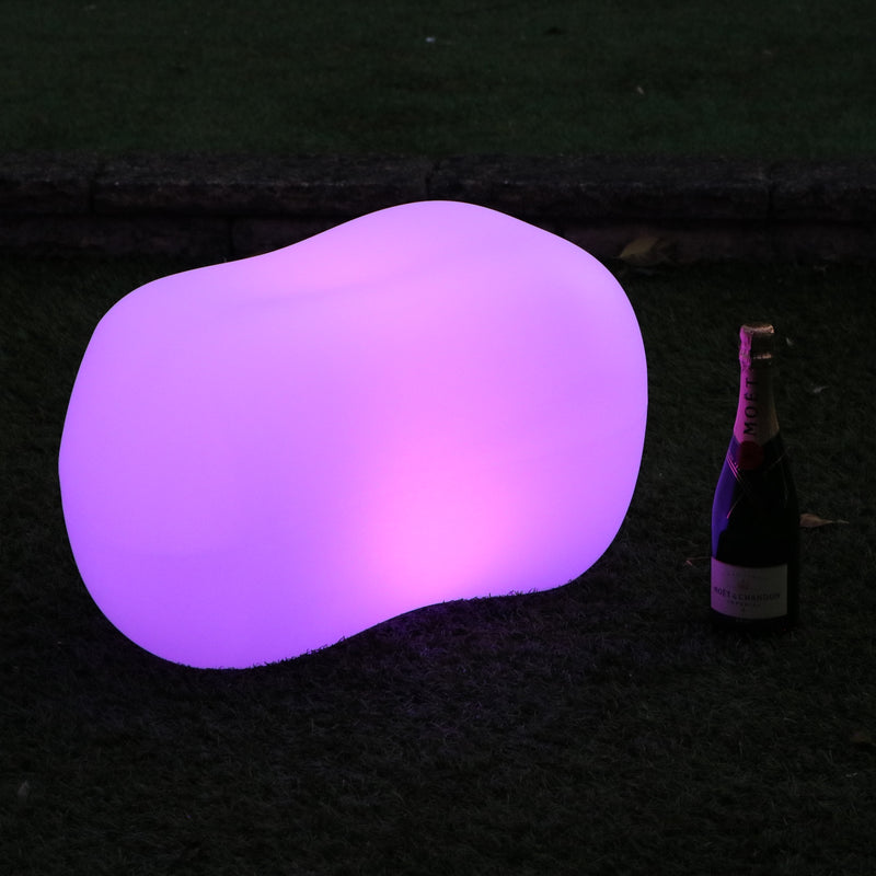LED Pebble Stone Outdoor Garden Light, Cordless Decorative Multi Colour Table Patio Lighting