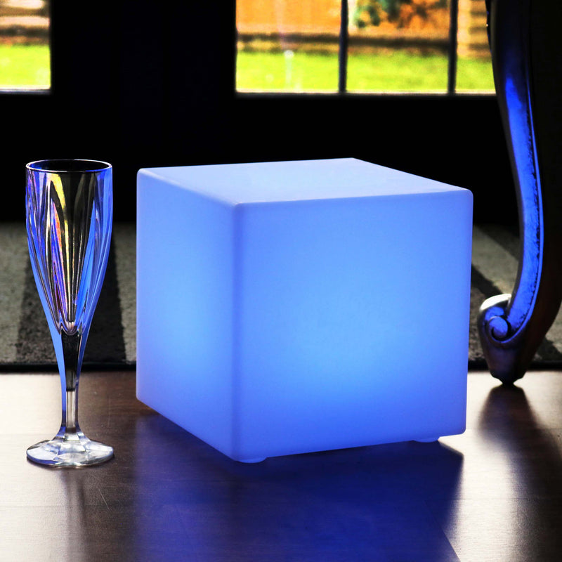 Modern Table Lamp with Remote, 20cm Rechargeable LED Cube Mood Light