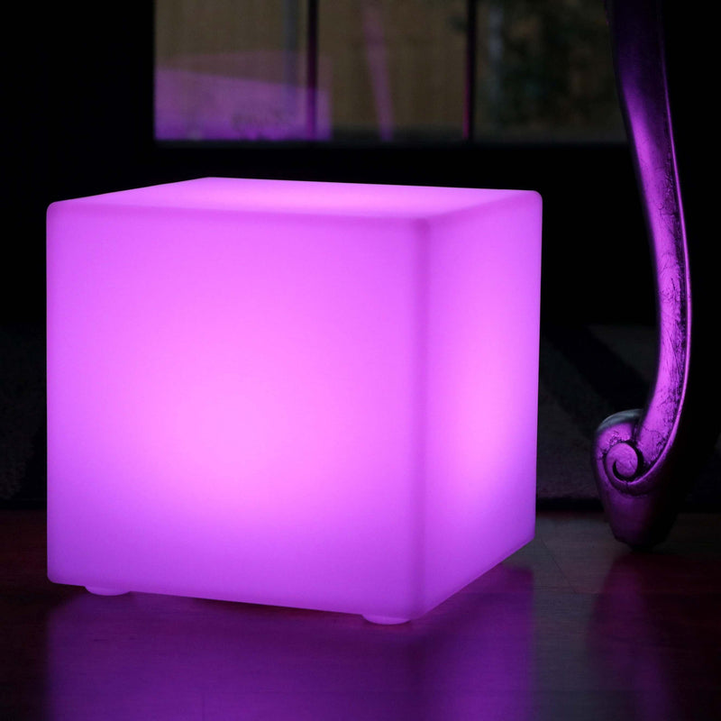 LED Cube Light, 30cm Rechargeable Table Lamp, Dimmable Colour Changing