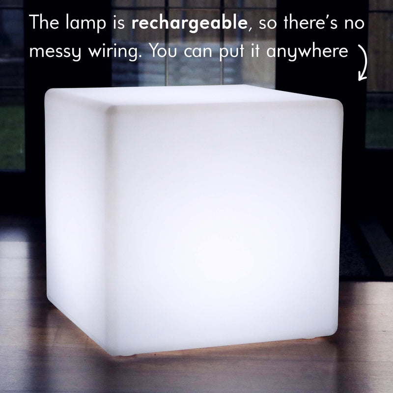 Large Outdoor Mood Cube Stool, 50cm Waterproof Garden Light