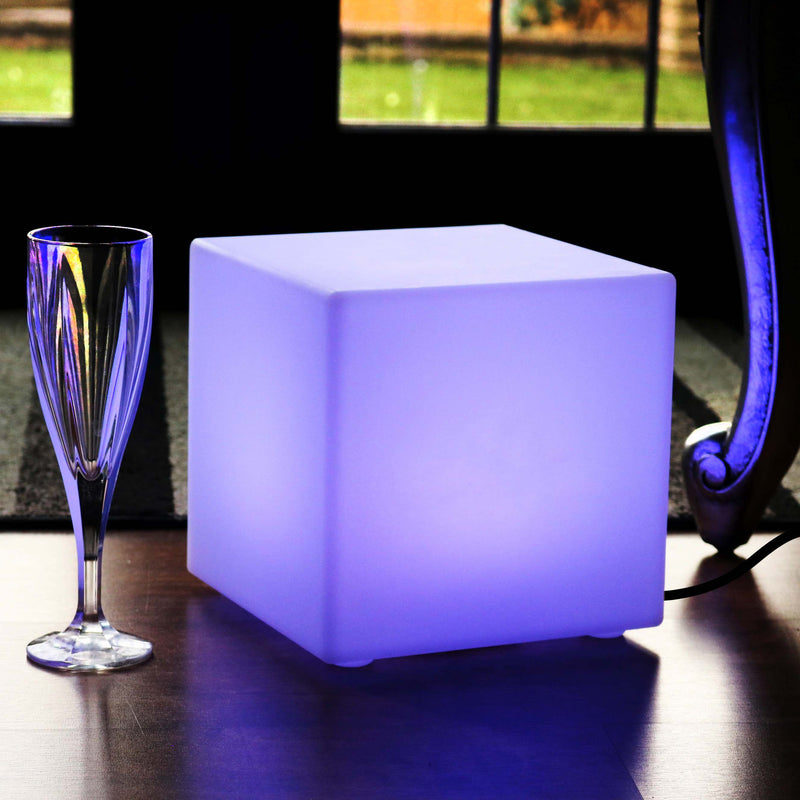 20cm Colour Changing LED Cube Light + Remote, Mains Powered, Dimmable