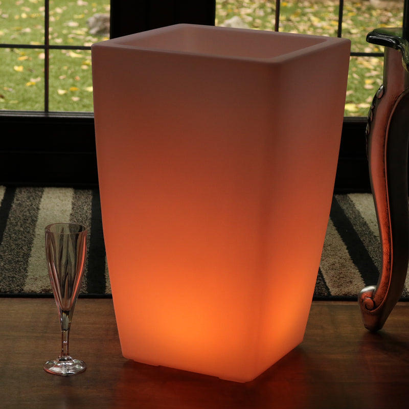 50cm Floor Standing LED Ice Champagne Bucket Wine Cooler, Outdoor Garden Stand Bottle Cooler