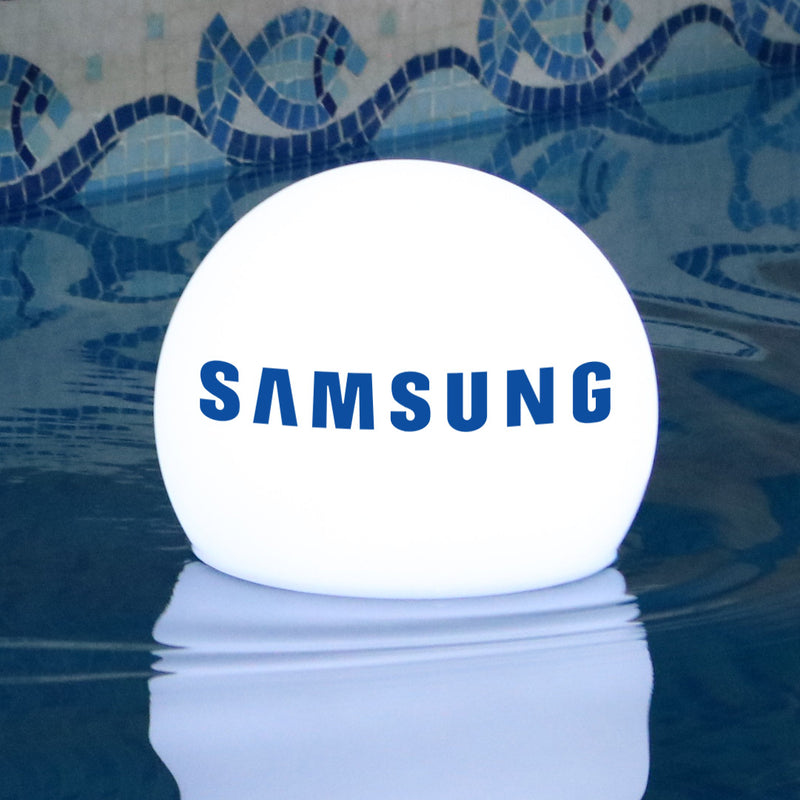 Custom LED Floating Pool Light Box with Logo, Branded Illuminated Round Globe Lamp, Lighted Pool Float for Corporate Event