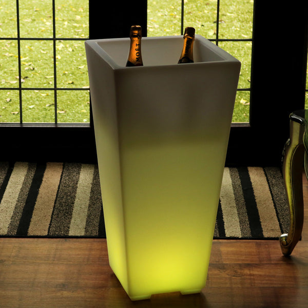 Outdoor Garden LED Wine Champagne Cooler, Mains Operated Illuminated Ice Bucket, 75cm