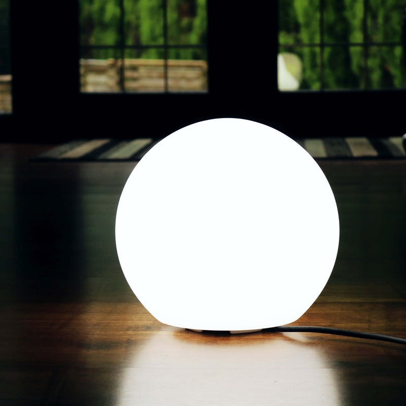 LED Modern Sphere Table Light, Mains Powered White Orb