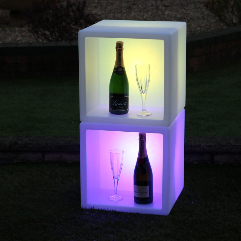 Outdoor LED Champagne Wine Display Unit, Stackable Modular Drinks Bar, Mains Powered