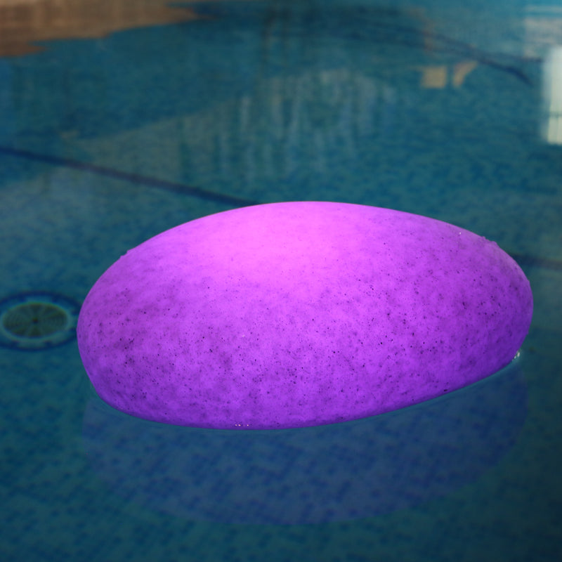 Floating LED Pool Light, Multi Colour Outdoor Garden Pond Lighting, Flint Pebble Stone Lamp