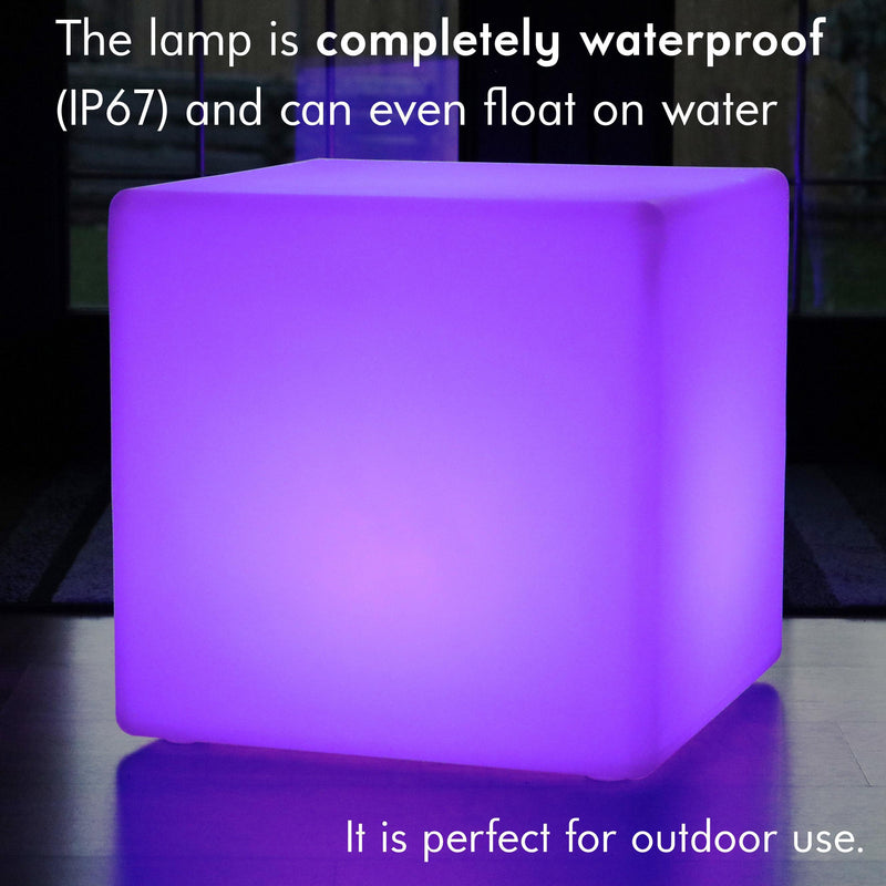 Large Garden Cube Mood Table, 60cm Waterproof Outdoor Light