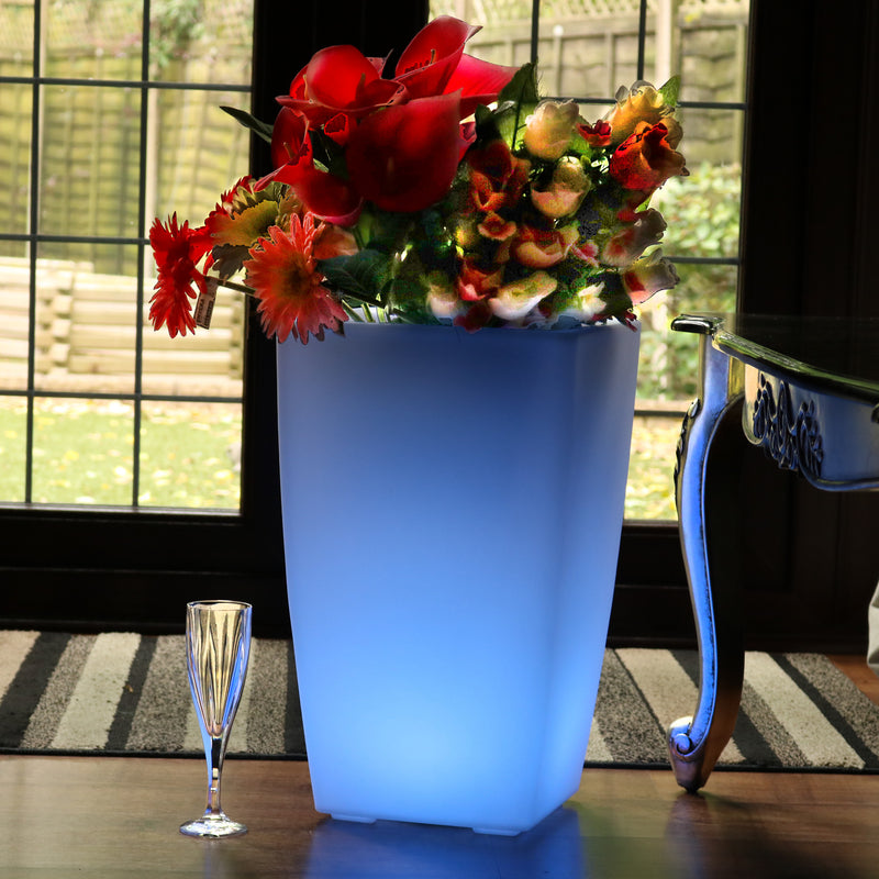 50cm Floor Standing LED Ice Champagne Bucket Wine Cooler, Outdoor Garden Stand Bottle Cooler