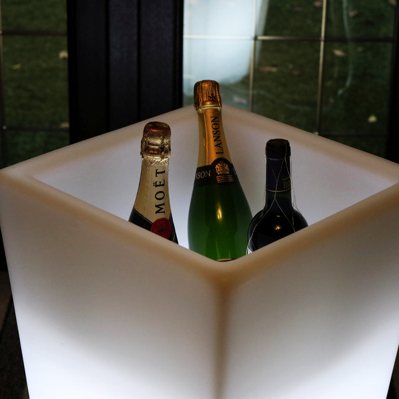 Outdoor Garden LED Wine Champagne Cooler, Mains Operated Illuminated Ice Bucket, 75cm