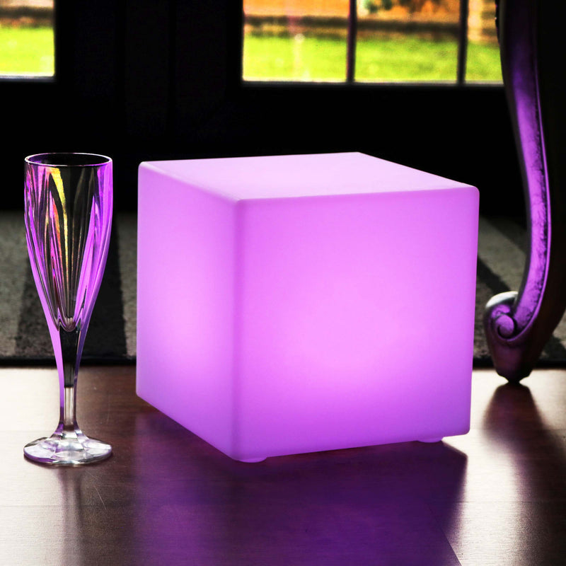 Modern Table Lamp with Remote, 20cm Rechargeable LED Cube Mood Light