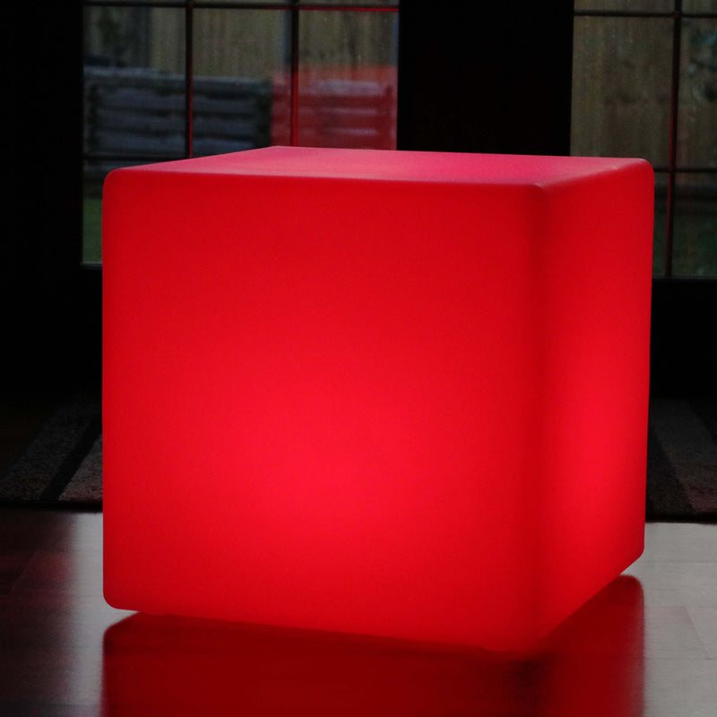 Large Outdoor Mood Cube Stool, 50cm Waterproof Garden Light