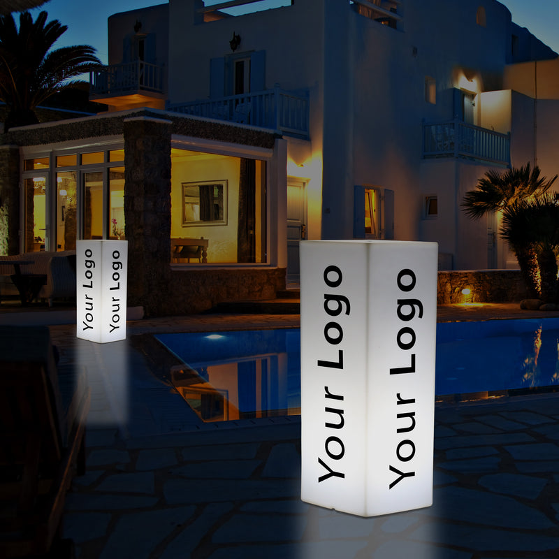 Custom Column LED Light Box, Branded Outdoor Plinth Pillar Display Sign with Logo, Tall Frameless Floor Standing Backlit Signage Cube